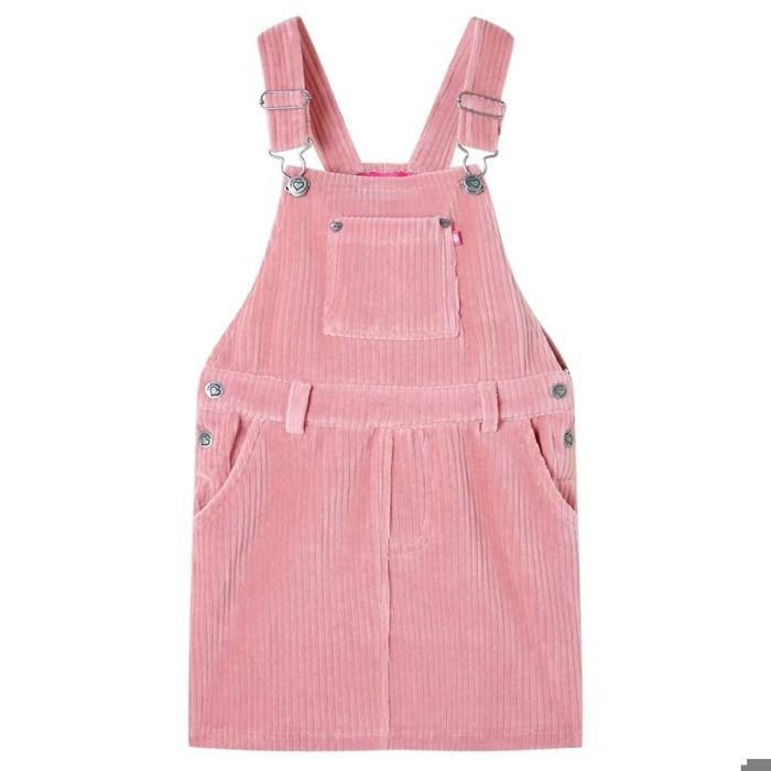 Salopette robe - vidaXL - Velours - Rose clair - 1,5 à 10 ans - Bretelles réglables