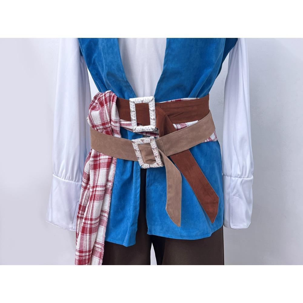 Costume Cosplay Capitano Pirata Vichingo Marinaio Caraibico Halloween Gioco Ruolo Uniforme