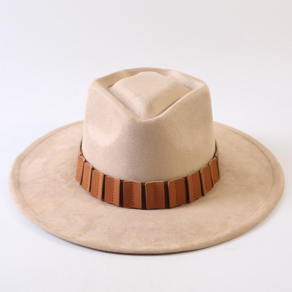 Popular European and American Style Suede Big-brimmed Top Hat, Men's and Women's Classic Fashion Western Cowboy Hat