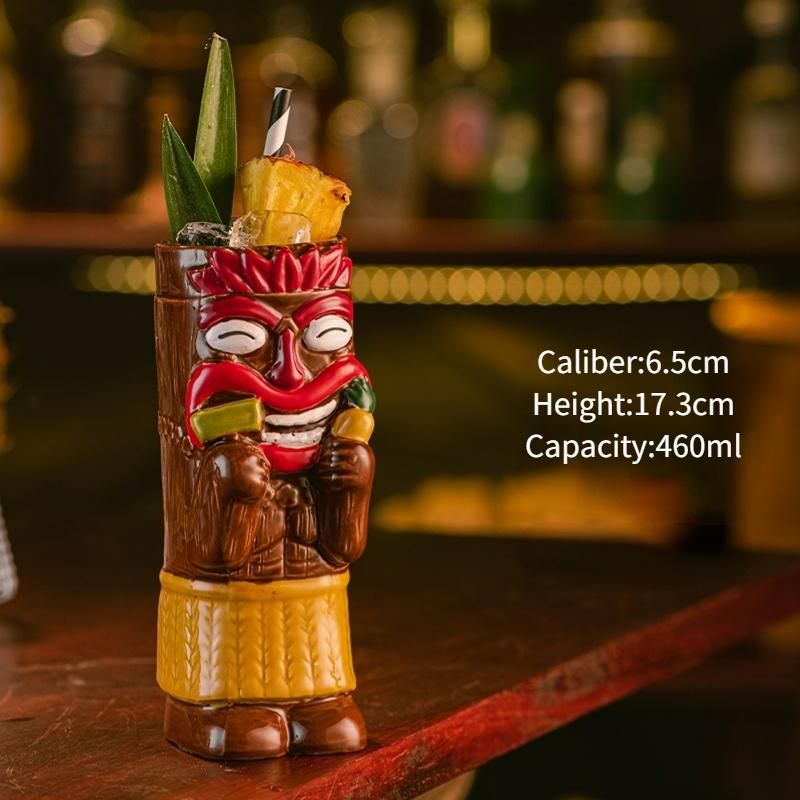Hawaiian Style Brown Tiki Mug Creative Ceramic Cocktail Cup For Tiki Bar Party Drinkware