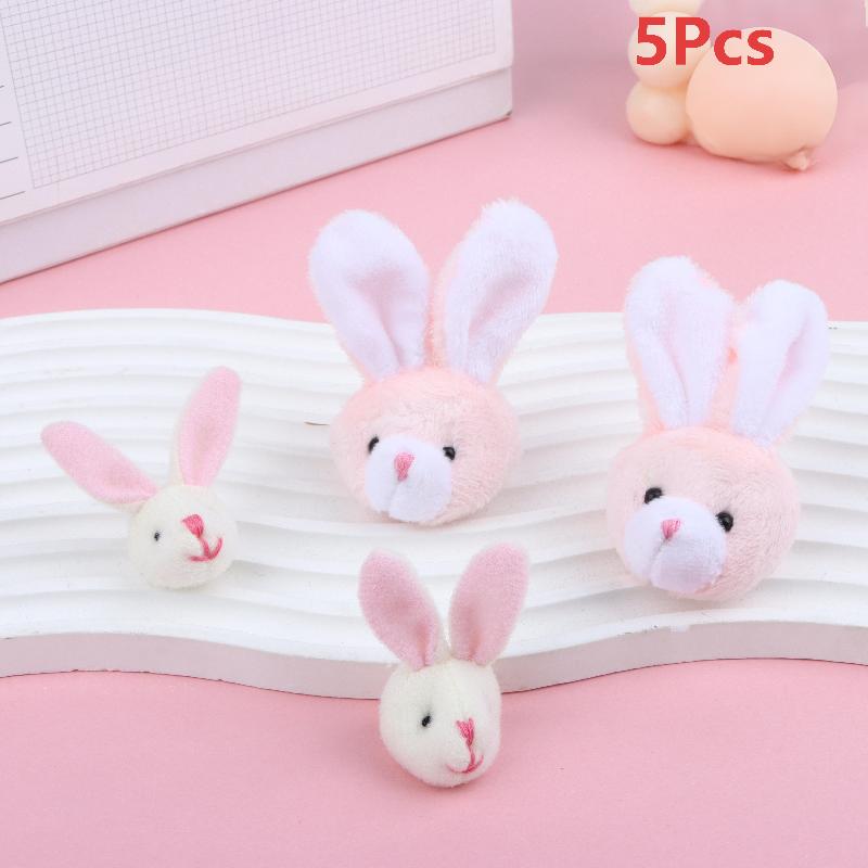 5 Bucăți Ornaments Drăguți cu Cap de Iepure de Pluș Păpușă Mini Iepuraș Accesorii Artizanat Diy Pentru Agrafă de Păr Broșă Geantă Îmbrăcăminte Decorațiune Cadou