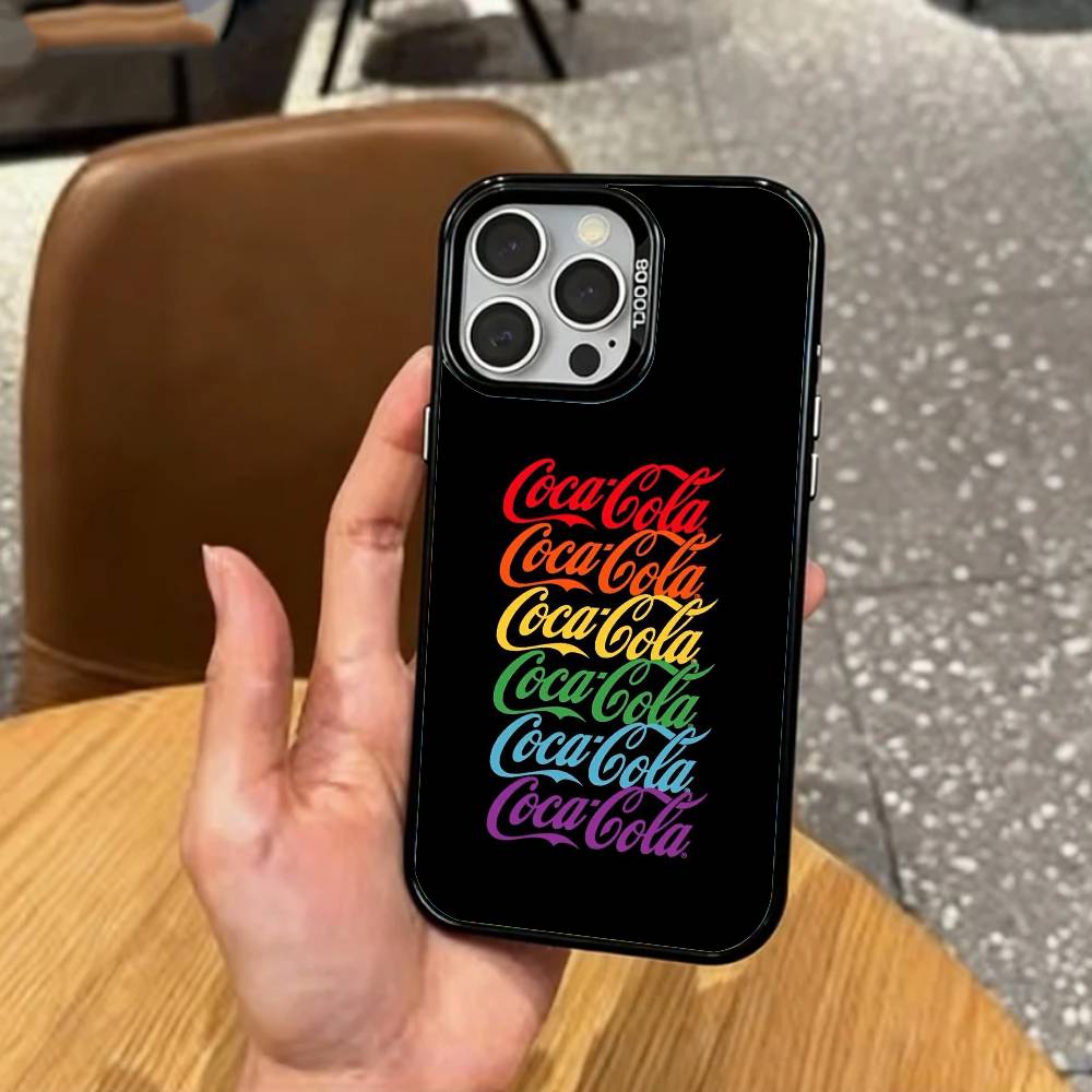 Hot C-Coca D-Drinks C-Cola Phone Case For iPhone17,16,15,14,13,12,11 Plus,Pro Max Colored Silver Plated Inside Cover