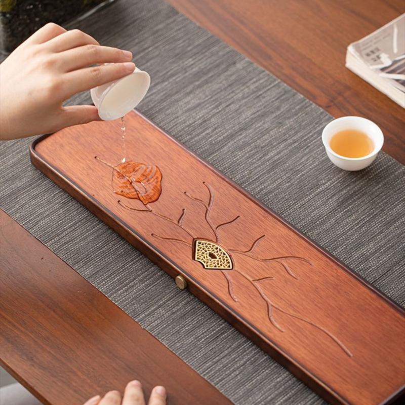 Chinese Pear Wood Dry Foam Tray For Home Use Small Rectangular Solid Tea Tray Small Store Water Tea Table Pot Holder Kung Fu Set
