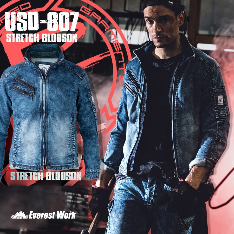 EVEN RIVER Stretch Powder Denim Blouson, Powder Blue, USD807, Size 69, M