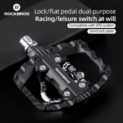 Rockbros Bicycle Pedals Half Lock Flat Pedal 2-In-1 Anti-Slip Nylon Mtb Bike Pedals Dustproof Flat Cleat Platform For Shimano