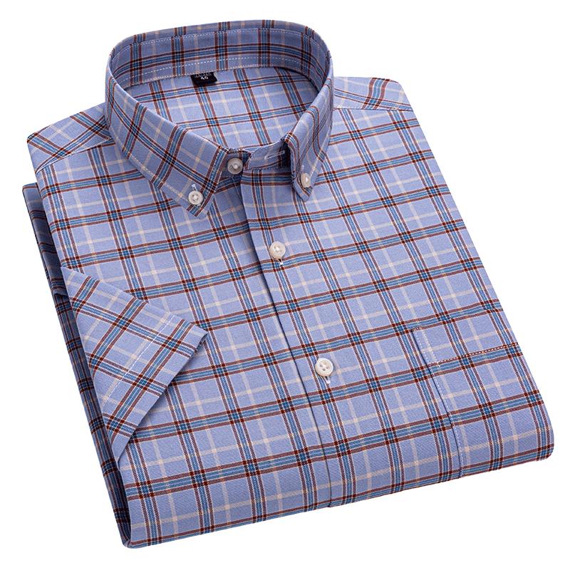 Camisas de Verano a Rayas 100% Algodón para Hombre 2026 Manga Corta Cuadros Oxford Moda Casual Ajuste Delgado Cómodas Alta Calidad Oficina