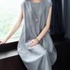 Long Dress Women Cotton Large Size Loose Summer Solid Color Sleeveless Dress Knee-length Dress