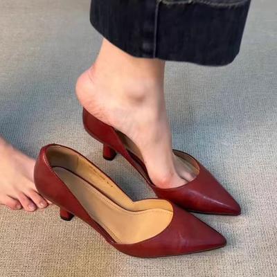 Women Pointed Toe High Heels Shoes Summer New Women Sandals 2025 Luxury Sexy Work Leather Shoes Brand Dress Pumps Shoes Mujer