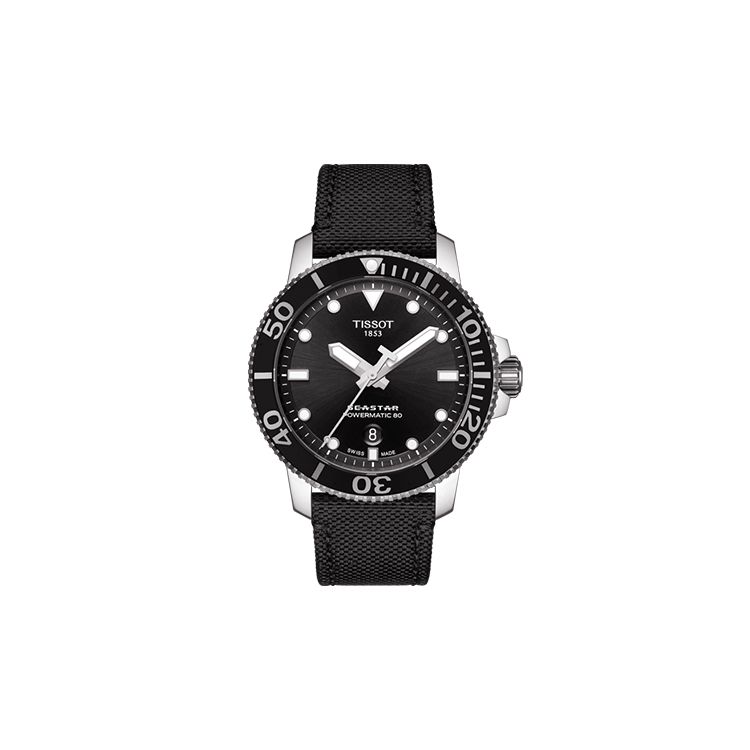 Tissot Seastar Automatisch Mechanisch Uurwerk Lichtgevende Kalender Duikhorloge Sportief Casual Herenhorloges Zwart Staal Leer T120.407.17.051.00 Black Dial gray