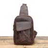 Retro Men'S Leather Breast Bag, Crazy Horse Leather Casual Messenger Backpack, Cowhide Large-Capacity Shoulder Mobile Phone Bag.