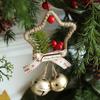 Christmas Jingle Bell Rustic Iron Door Hanging Star Bell with Bow Pine Picks Red Berry for Christmas Wreath Gift Wrapping Craft Home Decor
