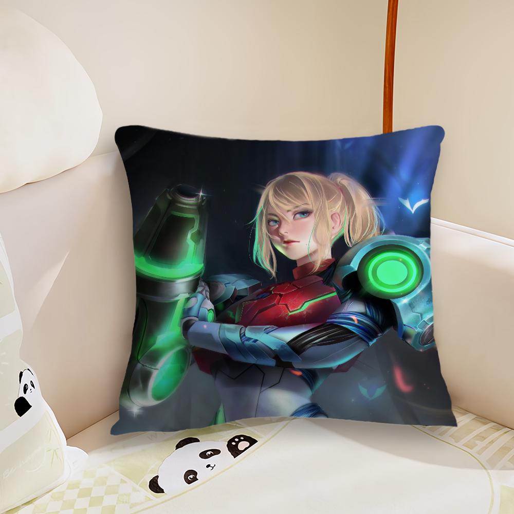 Hot Game M-Metroid Pillow Case Living Room Sofa Cushion Cover Suitable For Home Bedroom Room Decoration