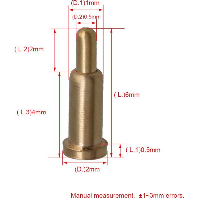 Mxfans Golden Plating Copper Spring Pogo Pins Probes 2mm Dia 6mm Height Pack of 100