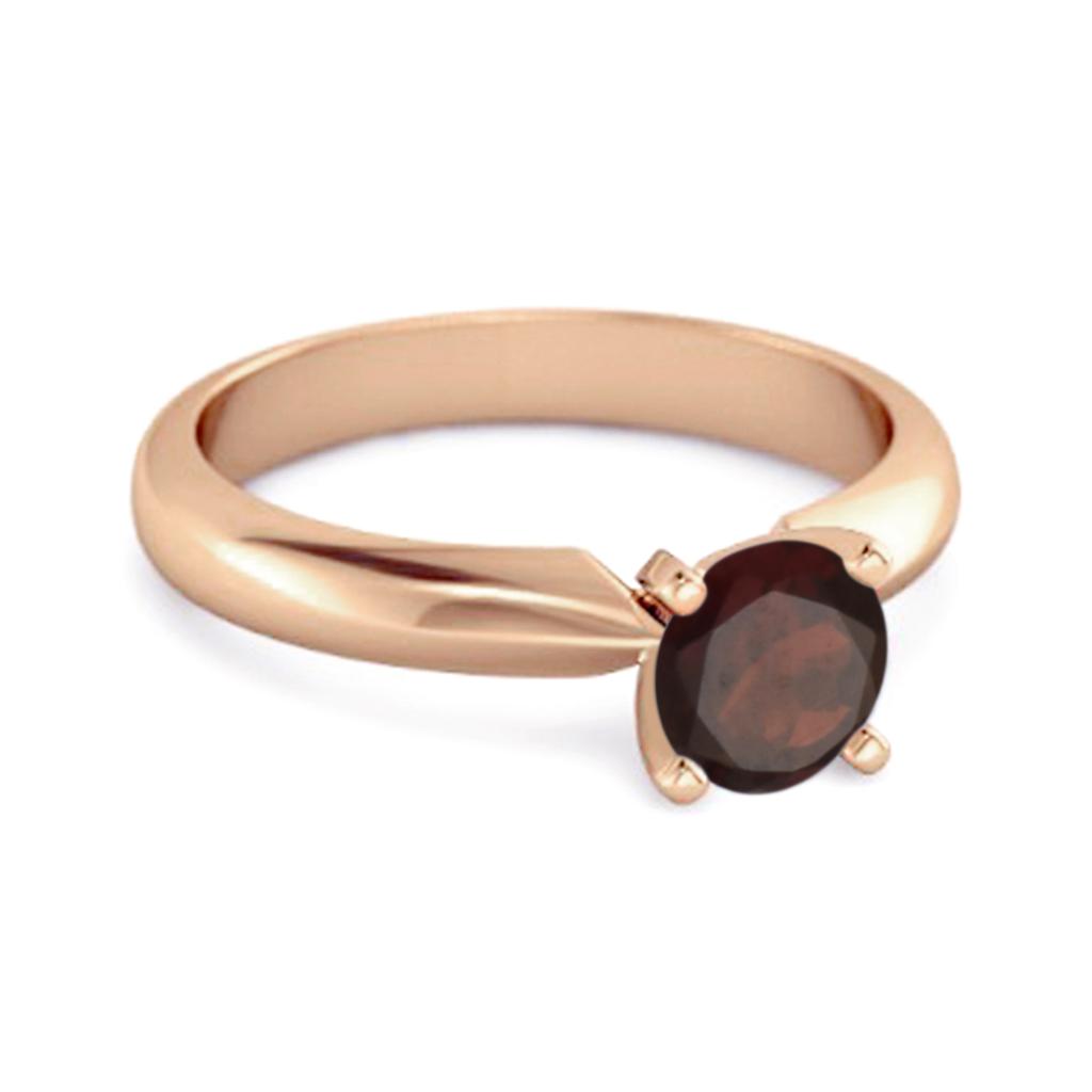 Solitaire 0.25 Cts Brilliant Cut Garnet 925 Sterling Silver Rose Gold Vermeil Promise Ring