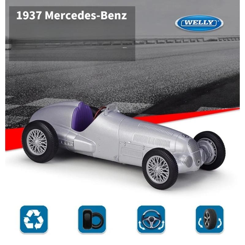 Welly 1/24 1937 Mercedes Benz W125 Alloy Scale Car Model Diecast Metal Static Collection Children Toy Car Vehicles Gifts