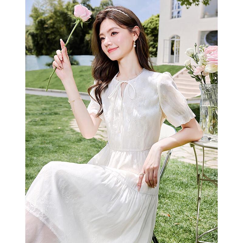 Chic Tie-Neck A-Line Midi Dress S