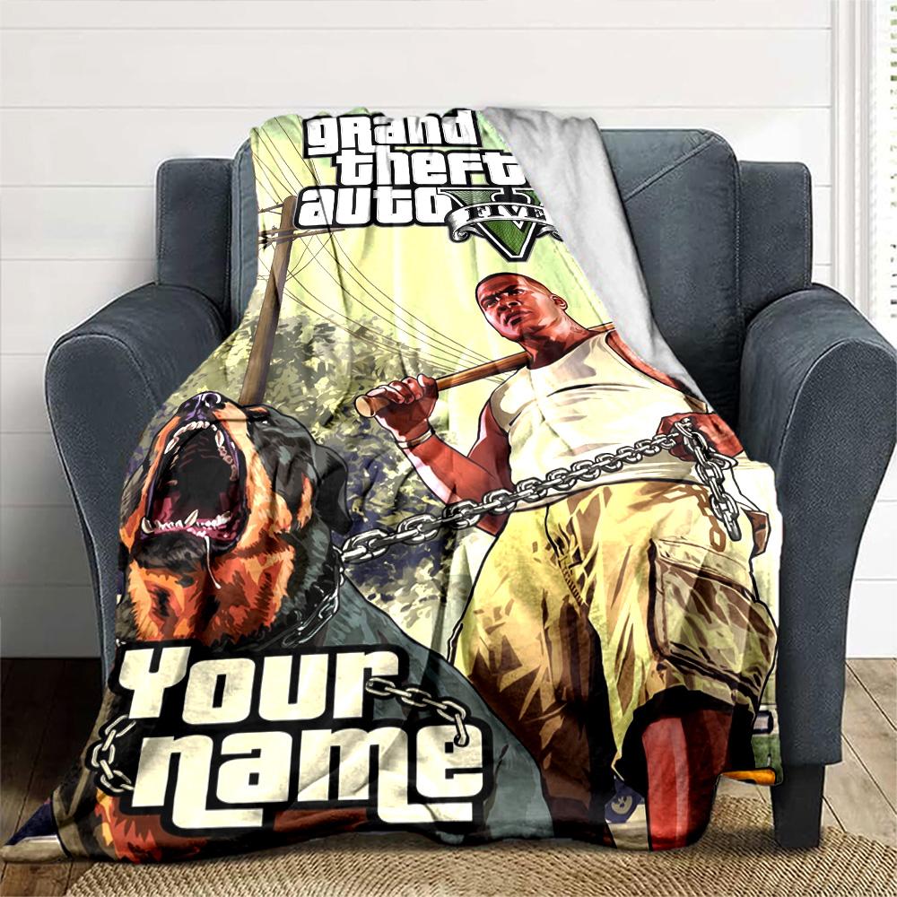 Grand Theft Auto Personalized Name Blanket Cozy Personalized Blanket Comfortable Great for Office Nap Office Chair Couch Four Seasons Multipurpose