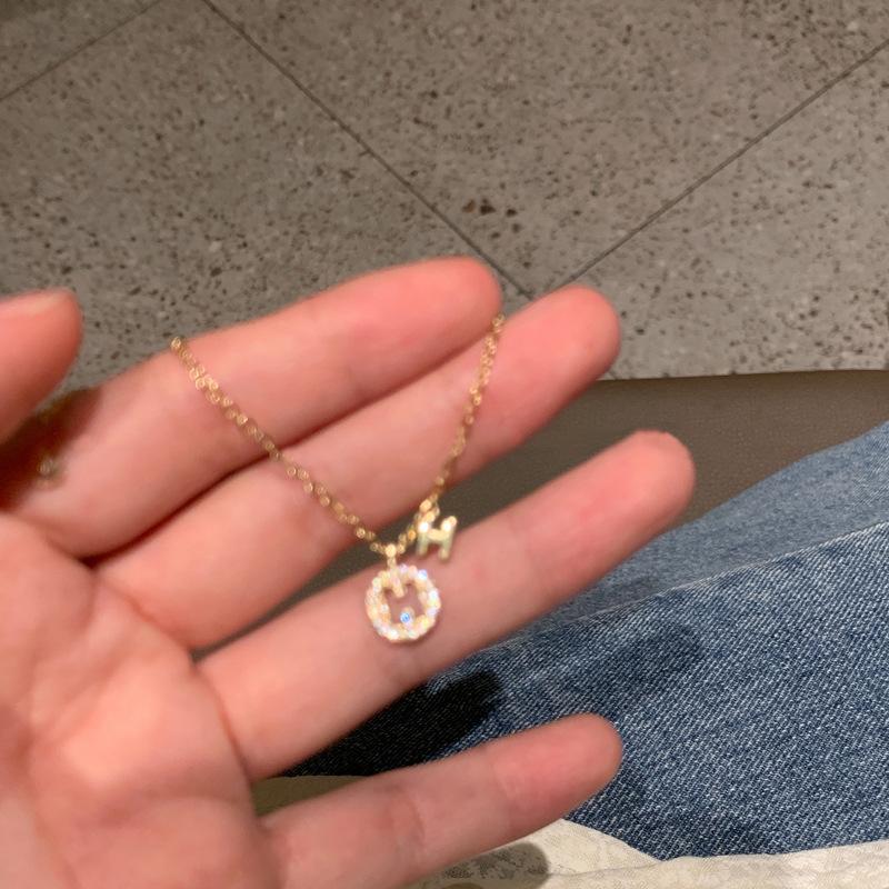 Micro-Inlaid Zircon Round Letter H Bracelet for Women, Summer Korean Style,Simple Niche Jewelry Bracelet