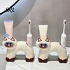 Portaspazzolino Gatto Carino Porta, Forma con Foro di Drenaggio, Porta Resistente alla Muffa Doppia Foro Organizzatore in Ceramica per Accessorio Bagno Resistente alla Muffa