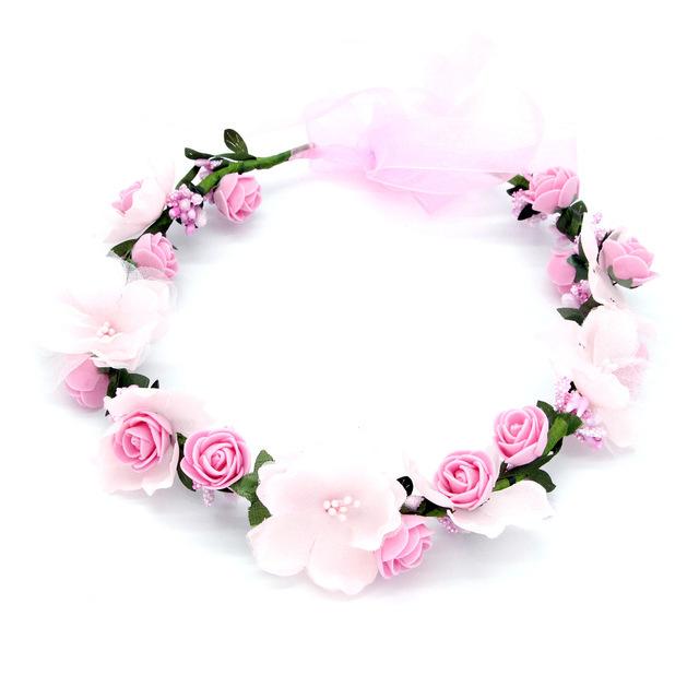 Women Girls Flower Headband Bride Flower Crown Hairband Hair Accessories Wedding Party Spring bohemia Wreath Headpiece Headwear