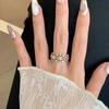 Italian Lace Ruby Ring Chinese Baoxiang Flower Motif Red Coraline Stackable Ring for Women