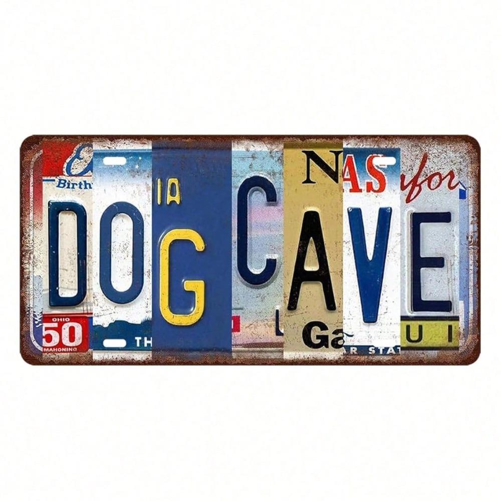 Funny Dog License Plate 12x6 Inch Vintage Tin Sign, Pet Metal Wall Art Tag for Dog House, Unique Gift for Dog Lovers