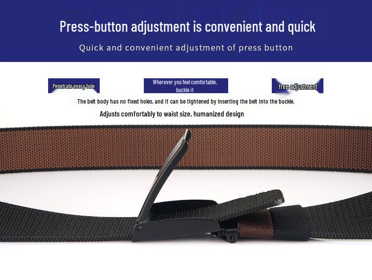 Unisex Double-Sided Nylon & Canvas Belt with Metal Buckle