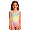 Girls One Piece Swimsuit Gradient Print Round Neck Sleeveless Swimwear Suitable for Swimming Pool Beach and Water Activities