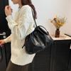 Bolsa de balde plissada com cordão para mulheres, moderna, grande capacidade, casual, bolsa de ombro versátil para mulheres
