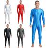 S-3XL Men’s Glossy Athletic Jumpsuit: Slim Fit Bodysuit with Flat Seams, Front Zip & Full Sleeves for Training & Recovery