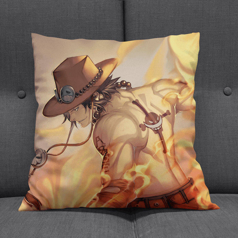 Anime Op Luffy Pillow Cover, Cute Chibi Smile Print Cushion Cover, Polyester Throw Pillow Case For Sofa Bedroom Car, Home Decor