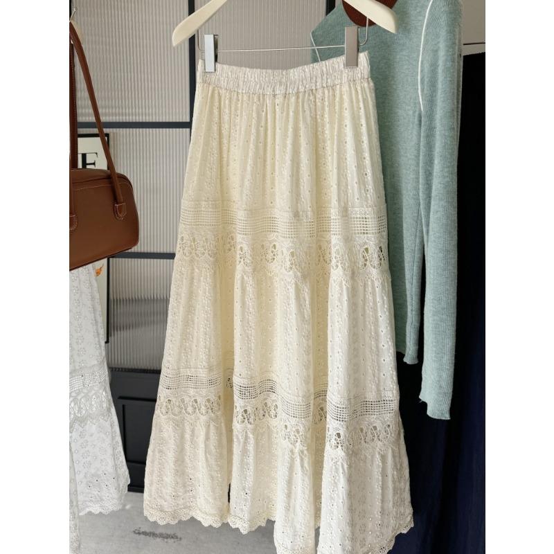 Heavy industry embroidery skirt lace fashion hollow cake skirt skirt skirt female spring and summer long skirt a word skirt fairy skirt