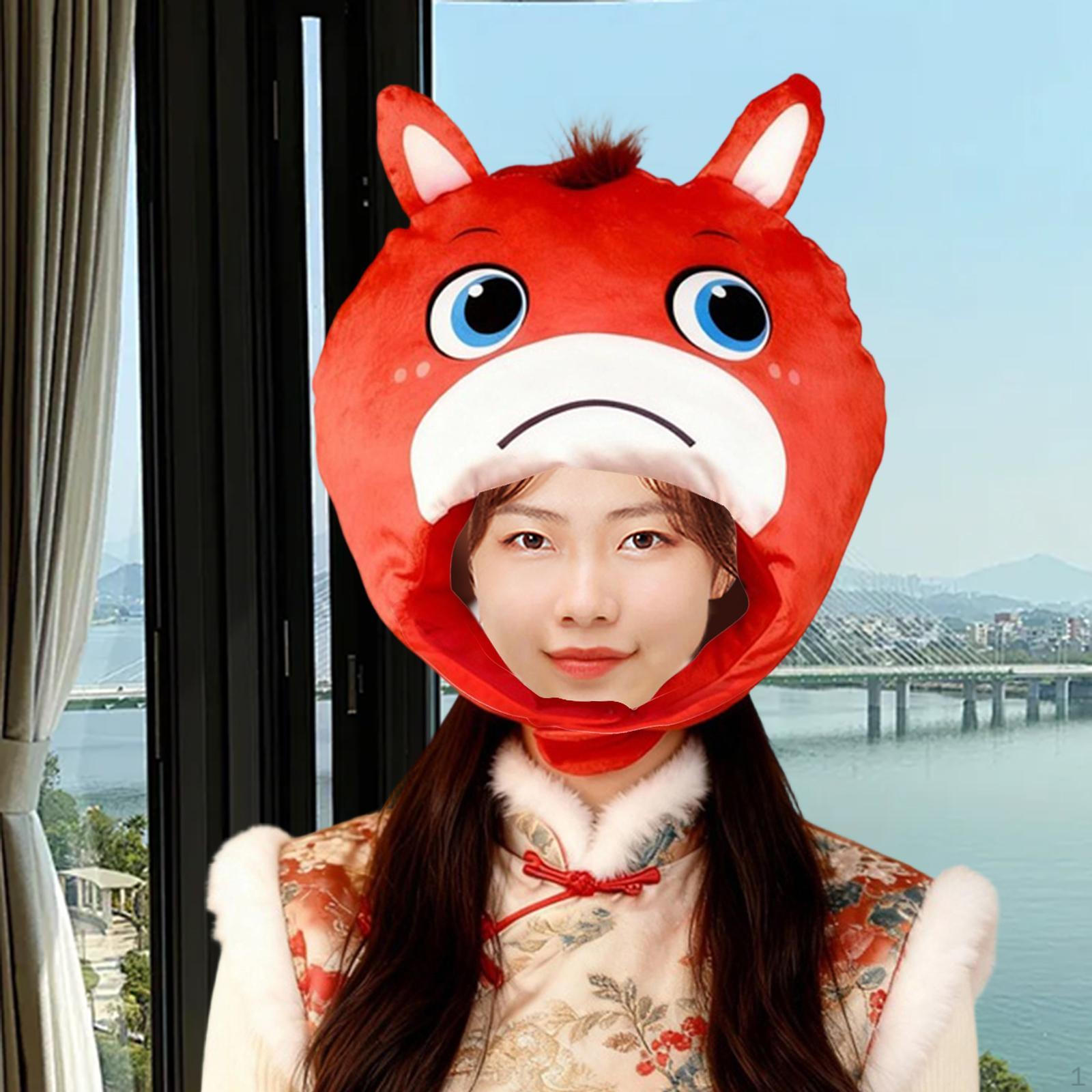 Horse Hat Cartoon Novelty Headdress for Role Play Cosplay Winter Festival