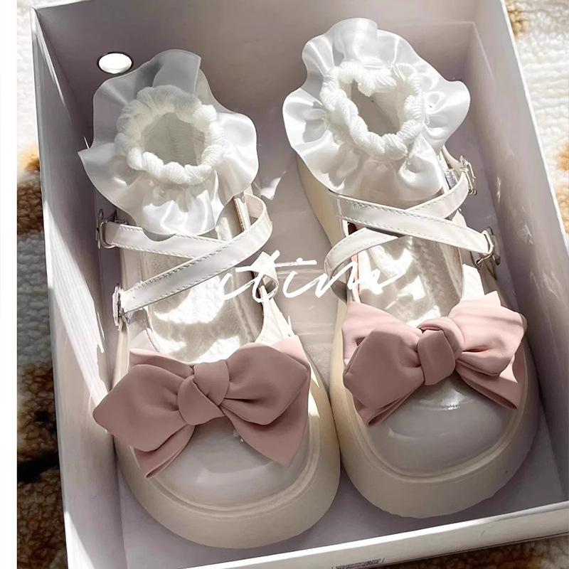 JK Small Leather Shoes Women's Spring and Autumn Platform Muffin Bow 2025 New Round Head Japanese Mary Jane Shoes