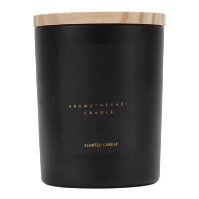 Scented Candle Comfortable Fragrance Smokeless Frosted Cup Scented Candle with Wooden Cover for
