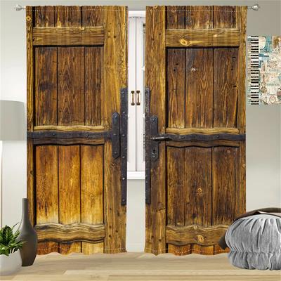 2 Pezzi Tende per Porte in Legno Vintage Stile Rustico Decorazione Soggiorno Camera da Letto Finestra Tende Decorative Tenda con Venature del Legno Realistiche
