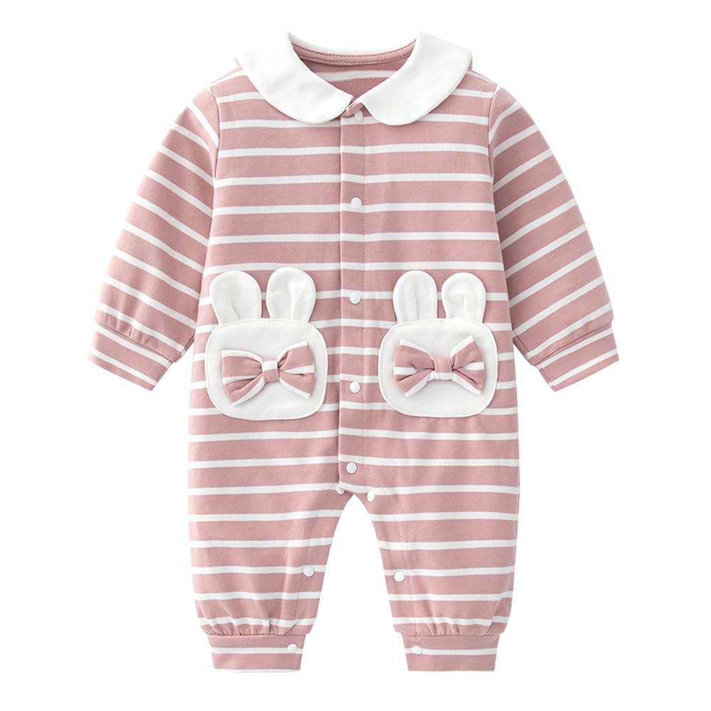 Baby Nest Baby Long Sleeve Coverall Romper for Cute Kigurumi Sizes Clothes, Open-Front Girls, Style, Cotton, Pink, 6-9M