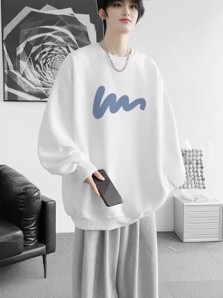Unisex Thin Round Neck Sweatshirt: Hong Kong Style Casual Loose Fit for Spring & Autumn