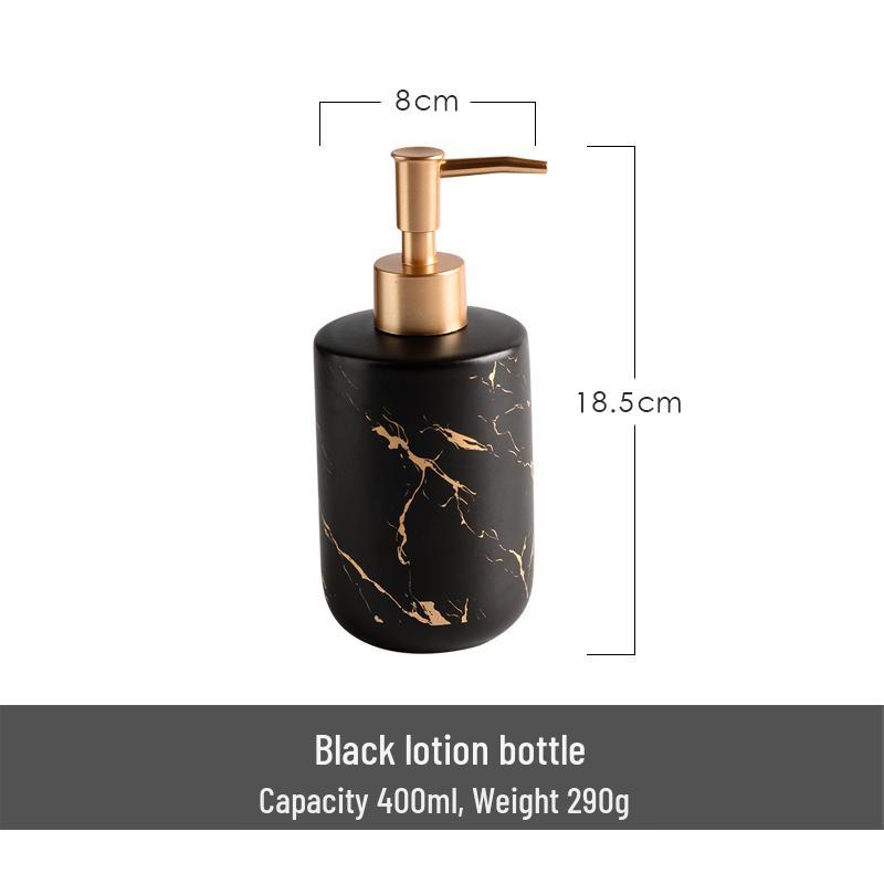 Gold Marble Ceramic Dispenser for Liquid Soap, Gel, or Shampoo