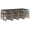 9-Cz. Garden Furniture Set With Cushions, Grey, PE Rattan