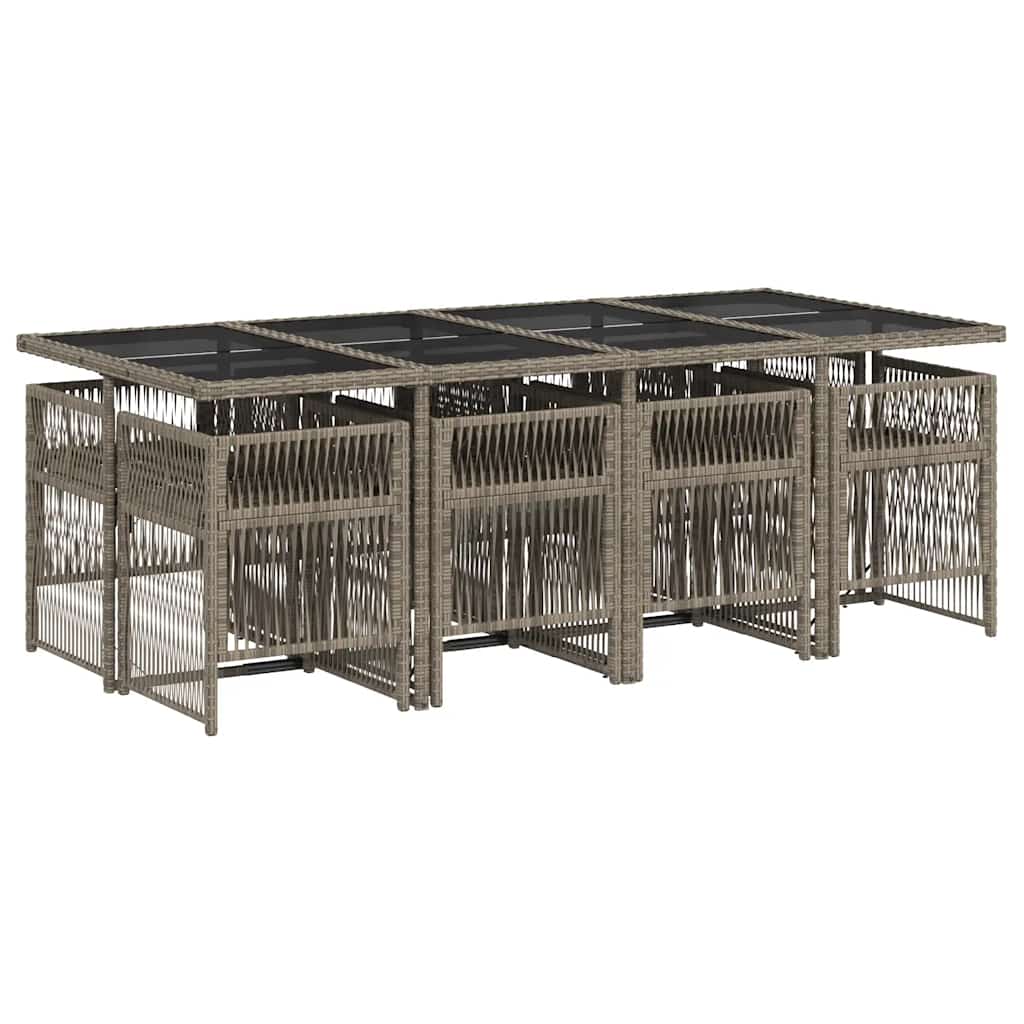 9-Cz. Garden Furniture Set With Cushions, Grey, PE Rattan