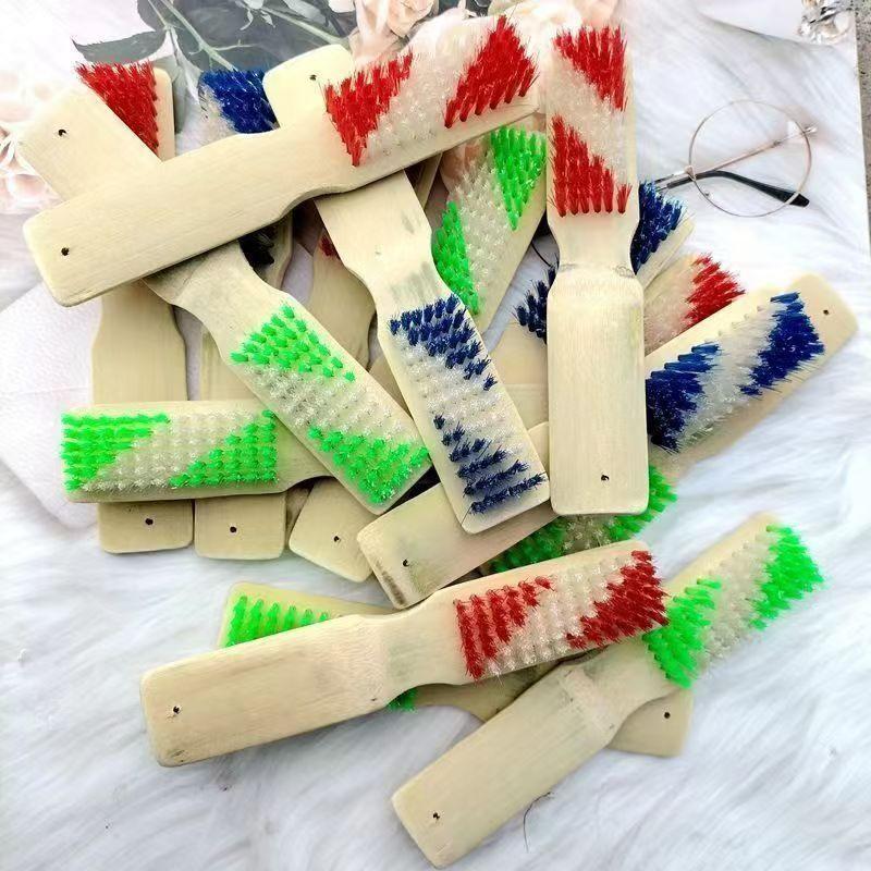 

Natural Bamboo Long-Handle Cleaning Brush with Hard Bristles for Shoes, Carpet, Laundry, and Floors.