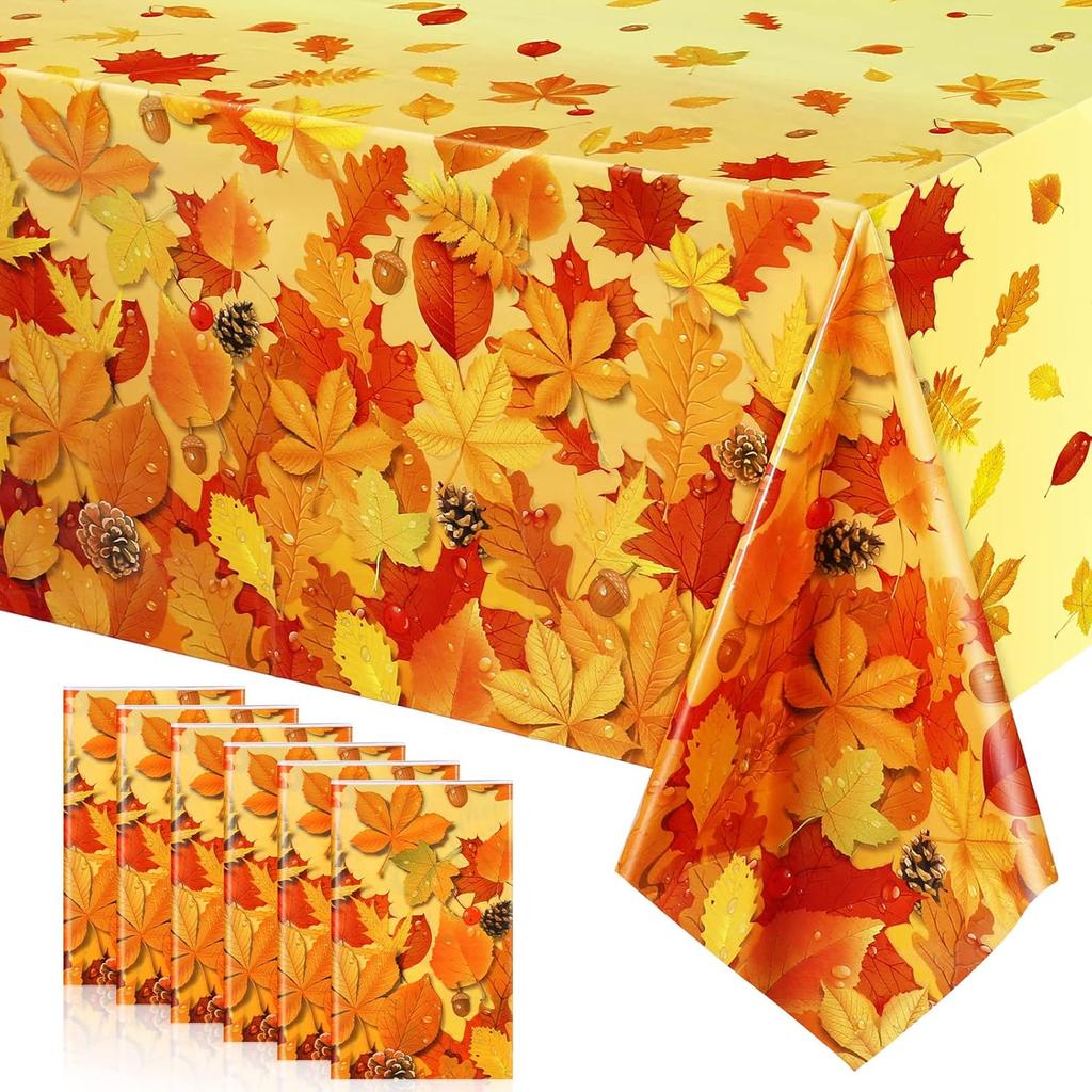 Fall Maple Leaves Tablecloth Thanksgiving Fall Party Table Cover Autumn Maple Leaves Table Cover Fall Plastic Table Decoration for Harvest Festival