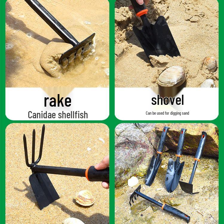 Tide-Chasing Children's Beach Tool Set: Clam Digging Shovel, Rake, and Soil Digger