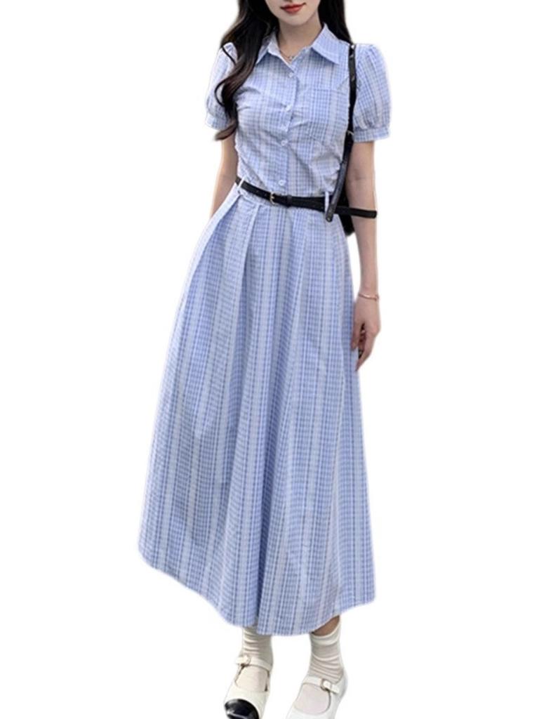 (original Practice + Belt) French Temperament Shirt Long Skirt New Women's Summer Feeling Is Popular This Year