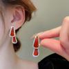 111 Silver Needle Retro Burgundy Water Drop Earrings Fashion Tassel Cross Earrings Temperament Light Luxury Premium Earrings
