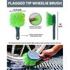 Car Wheel Cleaning Kit: Wheel And Rim Flagged Tip Brush, Bendable Barrel Brush, Wheelie Mitt, Scratch-Free Detail Brush For Rims & Tires - Durable &