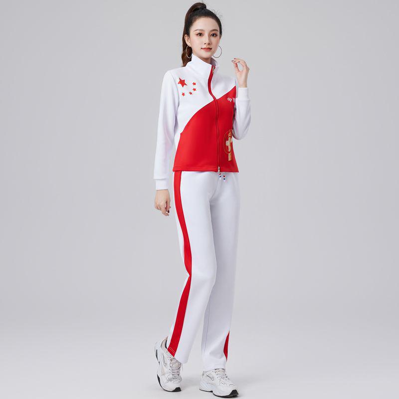 Autumn Winter Chinese Patriotic Five-Star Sports Fitness & Dance Teamwear Set