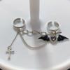 Halloween Devil Crossed Chain Rings Metal Double Finger Rings Fashion Punk Jewelry for Women Girls Ladies Accessories