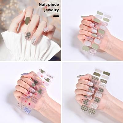 Flower Pattern Solid Color Nail Stickers UV Resistant Gel Nail Patch Safe DIY Art